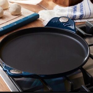 Blue Nonstick Cast Iron Griddle - Professional Home Kitchen Pan
